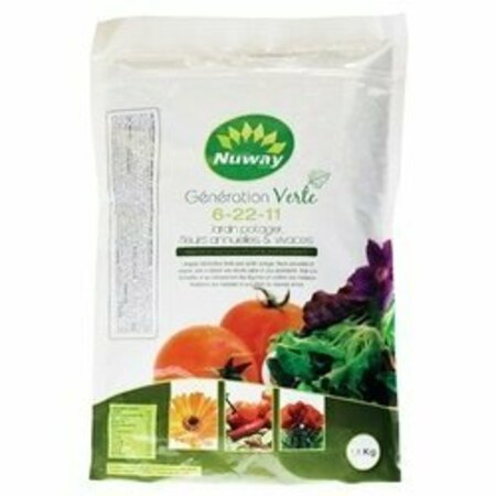 MARQUES NUWAY BRANDS Nuway Vegetable Fertilizer, 1.8 kg, Granular, 6-22-11 N-P-K Ratio E00071